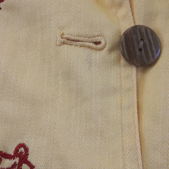 Womens Sz S Yellow Red Embroidered WesternY2K 90s Art To Wear Denim Jacket - Picture 11 of 13